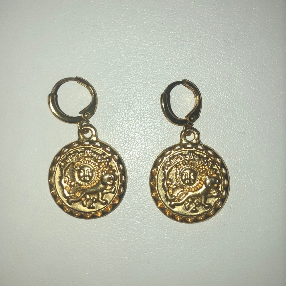 Gold coin earrings